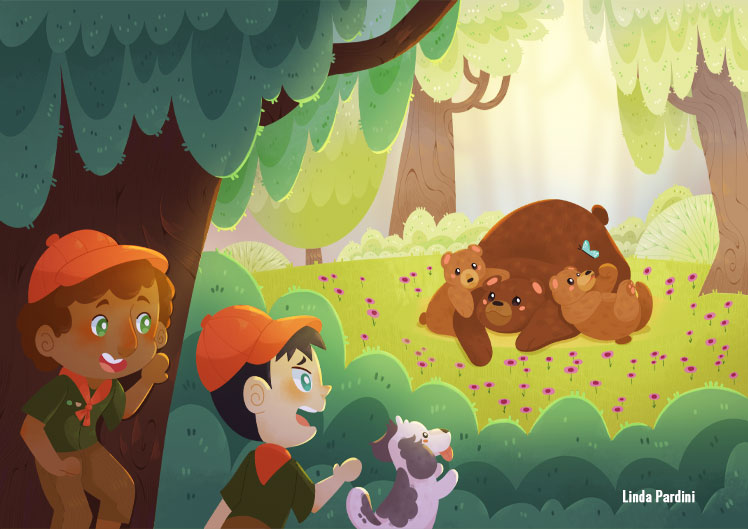 two_boys_find_a_family_of_bears_in_the_forest